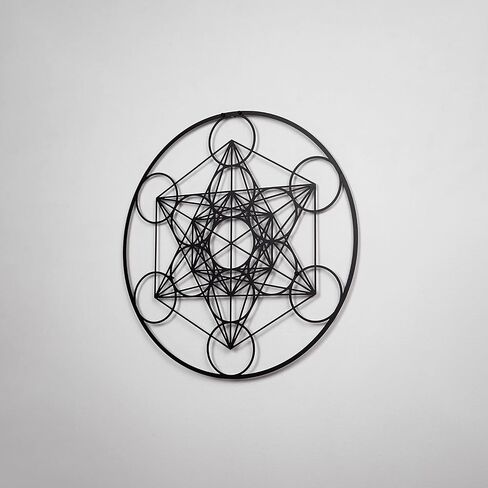 لوحة فنية جدارية معدنية على شكل مكعب ميتاترون من عوالم ملونة، ديكور حائط هندسي مقدس، هدية ديكور حائط للمنزل والمكتب الحديث للعام الجديد، أو عيد الميلاد أو الانتقال لمنزل جديد (12 بوصة × 12 بوصة | أسود) in Kuwait