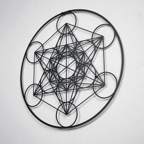 لوحة فنية جدارية معدنية على شكل مكعب ميتاترون من عوالم ملونة، ديكور حائط هندسي مقدس، هدية ديكور حائط للمنزل والمكتب الحديث للعام الجديد، أو عيد الميلاد أو الانتقال لمنزل جديد (12 بوصة × 12 بوصة | أسود) in Kuwait