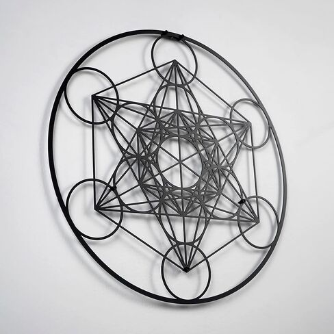 لوحة فنية جدارية معدنية على شكل مكعب ميتاترون من عوالم ملونة، ديكور حائط هندسي مقدس، هدية ديكور حائط للمنزل والمكتب الحديث للعام الجديد، أو عيد الميلاد أو الانتقال لمنزل جديد (12 بوصة × 12 بوصة | أسود) in Kuwait