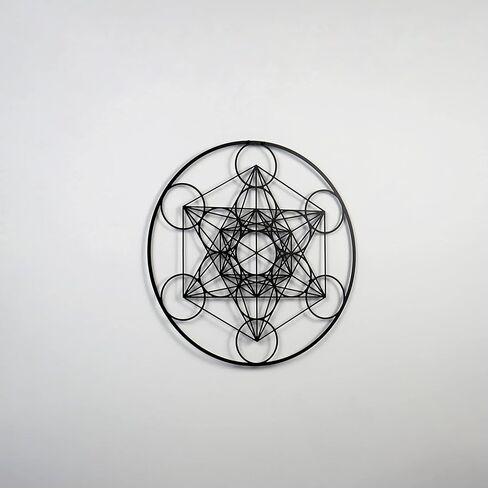 لوحة فنية جدارية معدنية على شكل مكعب ميتاترون من عوالم ملونة، ديكور حائط هندسي مقدس، هدية ديكور حائط للمنزل والمكتب الحديث للعام الجديد، أو عيد الميلاد أو الانتقال لمنزل جديد (12 بوصة × 12 بوصة | أسود) in Kuwait