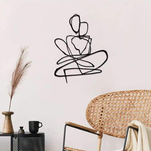 Xedatric Abstract Wall Art for Living Room - Minimalist Modern Couple Metal Sculpture with 3D Shadow, Christmas Gift Home Decor for Bedroom, Bathroom & Office (14.2x11 Inch) in Kuwait