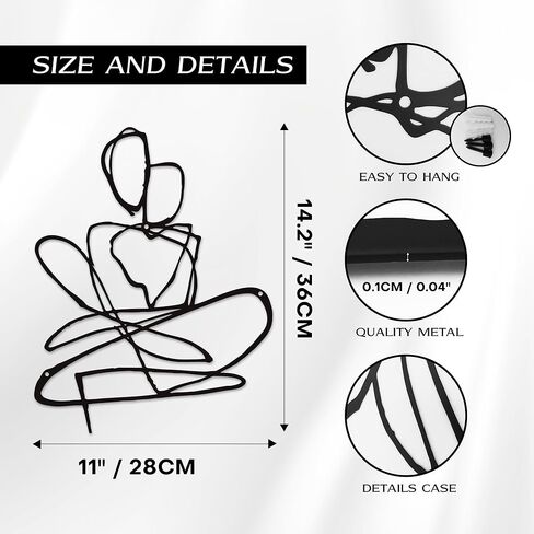 Xedatric Abstract Wall Art for Living Room - Minimalist Modern Couple Metal Sculpture with 3D Shadow, Christmas Gift Home Decor for Bedroom, Bathroom & Office (14.2x11 Inch) in Kuwait
