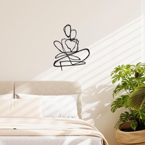 Xedatric Abstract Wall Art for Living Room - Minimalist Modern Couple Metal Sculpture with 3D Shadow, Christmas Gift Home Decor for Bedroom, Bathroom & Office (14.2x11 Inch) in Kuwait