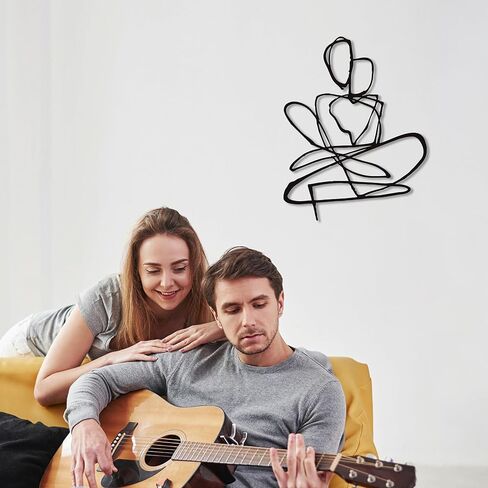 Xedatric Abstract Wall Art for Living Room - Minimalist Modern Couple Metal Sculpture with 3D Shadow, Christmas Gift Home Decor for Bedroom, Bathroom & Office (14.2x11 Inch) in Kuwait