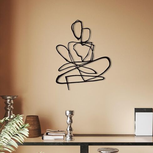 Xedatric Abstract Wall Art for Living Room - Minimalist Modern Couple Metal Sculpture with 3D Shadow, Christmas Gift Home Decor for Bedroom, Bathroom & Office (14.2x11 Inch) in Kuwait