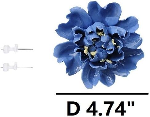 4.74",Ceramic Wall Flower Decor Artificial 3D Flower Wall Art，Handmade 3D Wall Art Hanging Sculpture， Porcelain Flower Wall Décor (Sapphire Blue) in Kuwait
