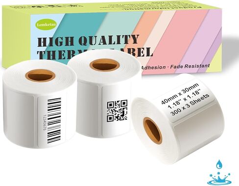 900 قطعة من الملصقات الحرارية 40 مم × 30 مم متوافقة مع Supvan T50M Pro، Phomemo M110، 1.57 بوصة × 1.18 بوصة، ملصقات حرارية مقاومة للطقس والتمزق (أبيض) in Kuwait