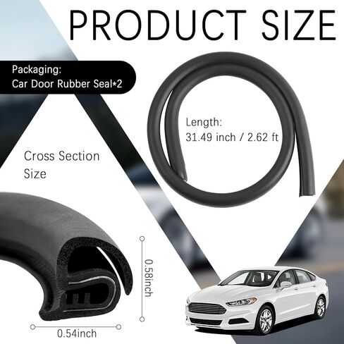 2PCS 2.62Ft Car Door Weather Stripping Rubber,U-Shape Thickened Car Door Seal Strip Rubber Edge Trim for Noise Reduction,Dustproof Push-in Cars Doors Rubbers Seal Strip in Kuwait