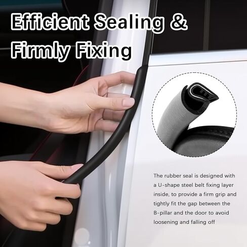 2PCS 2.62Ft Car Door Weather Stripping Rubber,U-Shape Thickened Car Door Seal Strip Rubber Edge Trim for Noise Reduction,Dustproof Push-in Cars Doors Rubbers Seal Strip in Kuwait