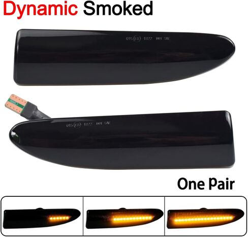 Side Turn Signal Light, Fender Side Marker Light Assembly Compatible with Jaguar X-TYPE 2002-2009, Smoke Lens/Clear Lens, Amber Dynamic Flowing Light in Saudi Arabia