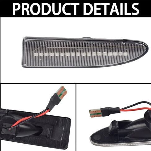 Side Turn Signal Light, Fender Side Marker Light Assembly Compatible with Jaguar X-TYPE 2002-2009, Smoke Lens/Clear Lens, Amber Dynamic Flowing Light in Saudi Arabia