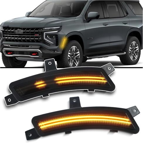 LED Side Marker Light Kit for 2025 2026 Chevy Tahoe Suburban | GMC Yukon XL | Cadillac Escalade ESV | Dual-Row White Dynamic Turn Signals | Plug & Play 2-Piece Kit (Dynamic White) in Saudi Arabia