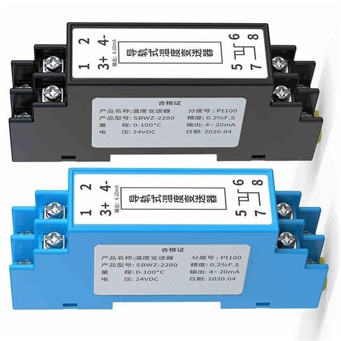 Rail Temperature Transmitter PT100 0.2 DIN Temperature Transmitter Module 24V 4-20MA Output SBWZ-2280(4-20MA -50-200degree) in Saudi Arabia