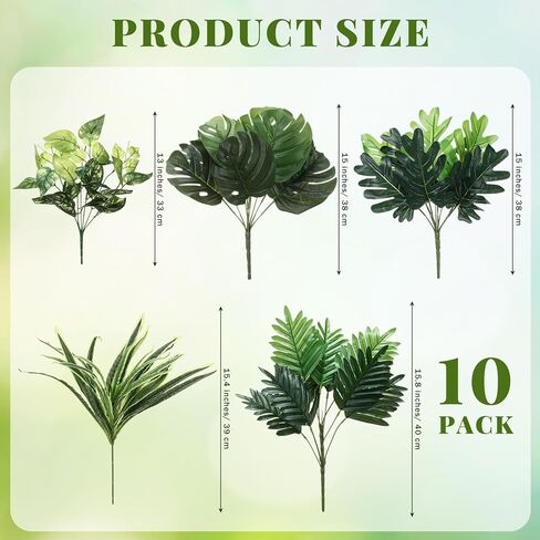 10 Pack Rainforest Artificial Tropical Leaves VBS 2026 Jungle Rainforest Decoration Faux Palm Monstera Leaves Fake Plants Indoo Greenery Craft Kit Backdrop for VBS Sunday School in Saudi Arabia
