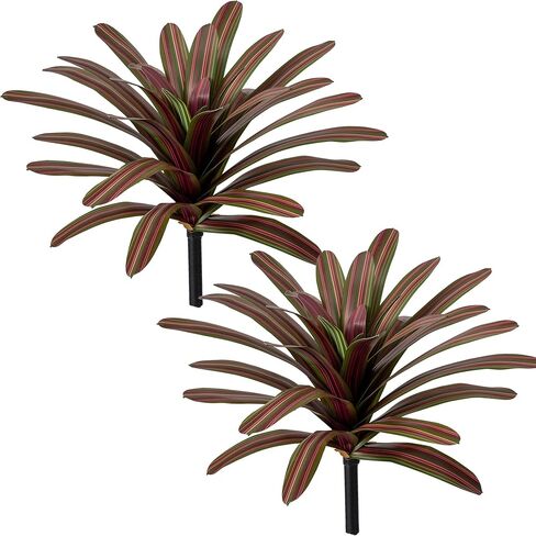Agave Plant Artificial 23.6" Faux Agave Plant Indoor Outdoor Fake Agave 33 Leaves with Striped Texture Realistic Greenery for Porch Patio Home Decor 2 Pack Without Pot(Purple Green) in Saudi Arabia