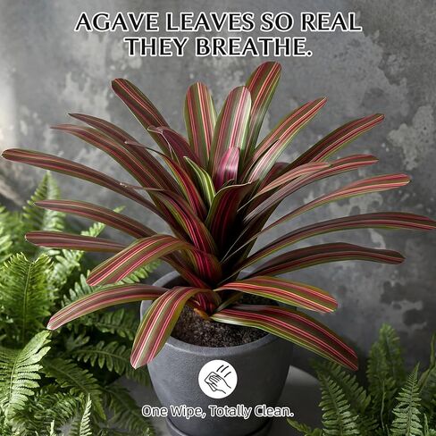 Agave Plant Artificial 23.6" Faux Agave Plant Indoor Outdoor Fake Agave 33 Leaves with Striped Texture Realistic Greenery for Porch Patio Home Decor 2 Pack Without Pot(Purple Green) in Saudi Arabia