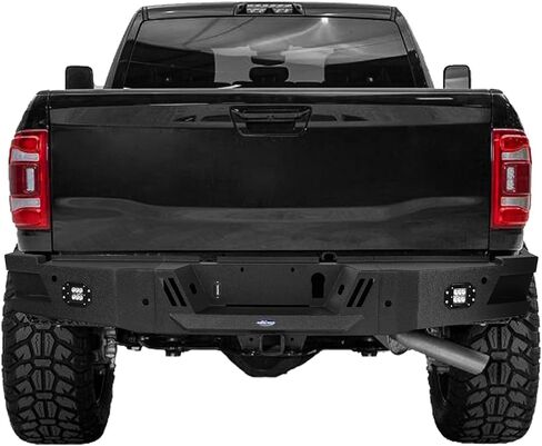 Hooke Road Ram 2500 Rear Bumper Offroad Steel Step Bumper for 2019-2024 Dodge Ram 2500 Trucks - Texture Black Back Bumper w/LED Lights in Saudi Arabia