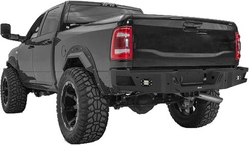 Hooke Road Ram 2500 Rear Bumper Offroad Steel Step Bumper for 2019-2024 Dodge Ram 2500 Trucks - Texture Black Back Bumper w/LED Lights in Saudi Arabia