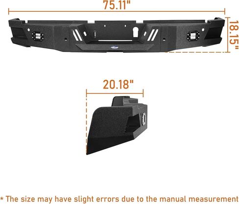 Hooke Road Ram 2500 Rear Bumper Offroad Steel Step Bumper for 2019-2024 Dodge Ram 2500 Trucks - Texture Black Back Bumper w/LED Lights in Saudi Arabia