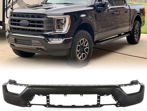 Black Front Bumper for Ford F150 2021 2022 2023 2024, Heavy-Duty Steel Bumper with Fog Light Cutouts Replacement in Saudi Arabia