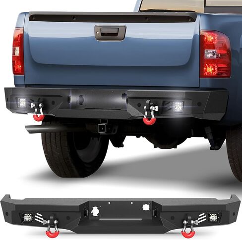 المصد الأمامي مناسب لسيارة Chevy Silverado 1500 2014-2015، مصد شاحنة بيك أب أسود مع لوحة ونش وحلقة على شكل حرف D وأضواء (متوافق مع Chevy Silverado 1500 2014 2015) in Kuwait
