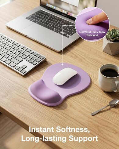 Ergonomic Mouse Pad with Gel Wrist Rest, Comfortable Cute Mousepad with Non-Slip PU Base, Waterproof & Washable Surface, Purple Mouse Pad for Office, Home, Gaming, Computer, Laptop in Saudi Arabia