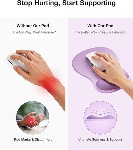 Ergonomic Mouse Pad with Gel Wrist Rest, Comfortable Cute Mousepad with Non-Slip PU Base, Waterproof & Washable Surface, Purple Mouse Pad for Office, Home, Gaming, Computer, Laptop in Saudi Arabia