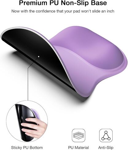 Ergonomic Mouse Pad with Gel Wrist Rest, Comfortable Cute Mousepad with Non-Slip PU Base, Waterproof & Washable Surface, Purple Mouse Pad for Office, Home, Gaming, Computer, Laptop in Saudi Arabia