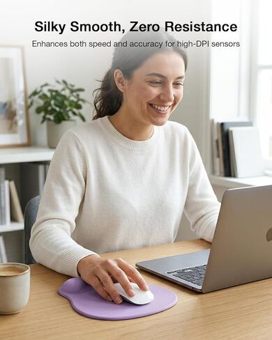 Ergonomic Mouse Pad with Gel Wrist Rest, Comfortable Cute Mousepad with Non-Slip PU Base, Waterproof & Washable Surface, Purple Mouse Pad for Office, Home, Gaming, Computer, Laptop in Saudi Arabia