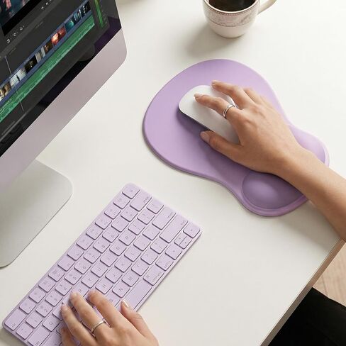 Ergonomic Mouse Pad with Gel Wrist Rest, Comfortable Cute Mousepad with Non-Slip PU Base, Waterproof & Washable Surface, Purple Mouse Pad for Office, Home, Gaming, Computer, Laptop in Saudi Arabia