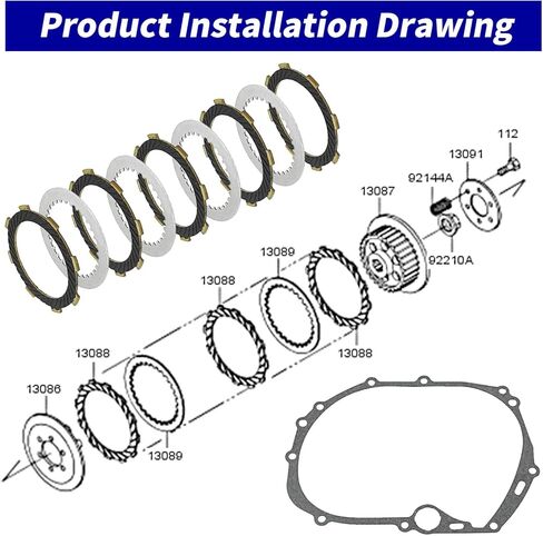 Clutch Kit & Friction Steel Plates with Heavy Duty Gasket & Springs for Kawasaki KLX110 KLX110L KLX/110/110 LAN110 AN112 BR125 Z125 Pro/Edition/SE Fury 125R with Suzuki DR-Z110 Motorcycle in Saudi Arabia