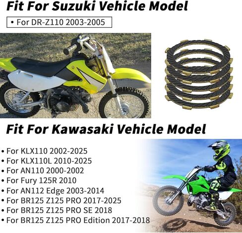 Clutch Kit & Friction Steel Plates with Heavy Duty Gasket & Springs for Kawasaki KLX110 KLX110L KLX/110/110 LAN110 AN112 BR125 Z125 Pro/Edition/SE Fury 125R with Suzuki DR-Z110 Motorcycle in Saudi Arabia