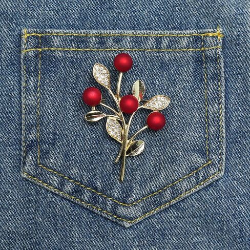 1 x Red Flower Cluster Brooch Elegant Versatile Suit Pin in Kuwait