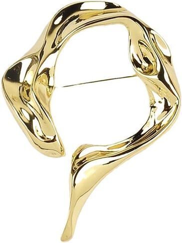 Stylish Irregular Circle Brooch Gold-Tone Plated Geometric Lapel Pin for Banquet Dance Minimalist Boutonniere for Suit Dress Unisex Ceremony Jewelry Daily Wear Fashion Accessories in Saudi Arabia