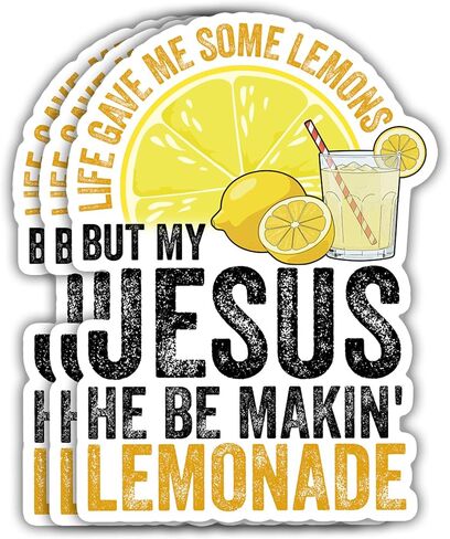 VOTANTA (3 Pcs, 3 inch) Life Gave Me Some Lemons But My Jesus He Be Makin' Lemonade Sticker, Funny Religious Christian Faith Saying Sticker Gifts Decoration for Laptops, Phones in Kuwait