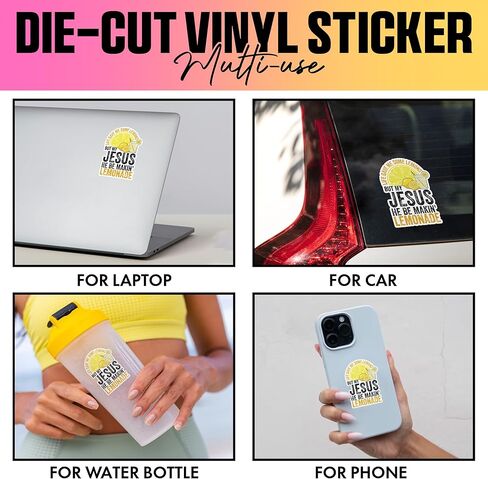 VOTANTA (3 Pcs, 3 inch) Life Gave Me Some Lemons But My Jesus He Be Makin' Lemonade Sticker, Funny Religious Christian Faith Saying Sticker Gifts Decoration for Laptops, Phones in Kuwait
