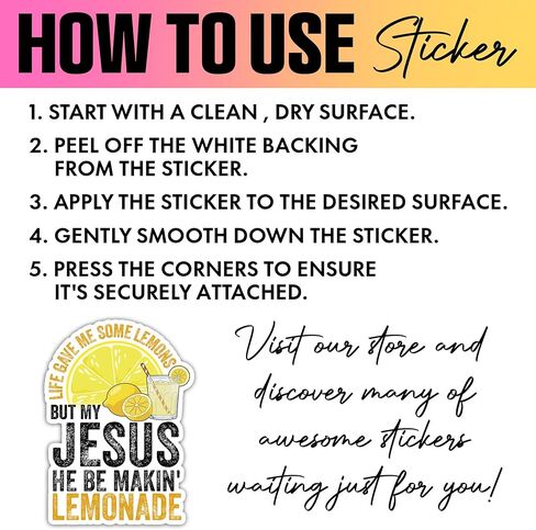 VOTANTA (3 Pcs, 3 inch) Life Gave Me Some Lemons But My Jesus He Be Makin' Lemonade Sticker, Funny Religious Christian Faith Saying Sticker Gifts Decoration for Laptops, Phones in Kuwait