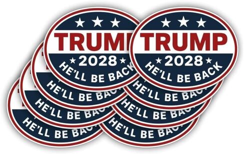 AK - (8 Pack) Patriotic 2028 Election T.R.U.M.P Vinyl Stickers – Red White & Blue Window and Bumper Decal | He'll be Back | Waterproof Political Stickers for Cars, Laptops & Trucks | Size: 3" Each in Saudi Arabia