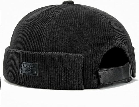Brimless Caps for Men Rolled Cuff Retro Beanie Hat Corduroy Brimless Cap in Kuwait