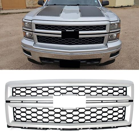 Summit White Frame+Black Front Grill Honeycomb Grille Compatible with 2014 2015 Chevy Silverado 1500 LTZ Style Truck Replace for 22757223,GM1200696 in Kuwait
