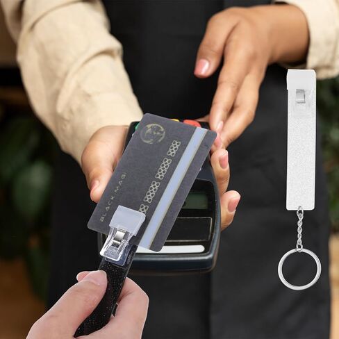 2 PCS Credit Card Grabber for Long Nails, Cute Credit Card Puller Long Nail Clip Keychain, Portable Acrylic Atm Card Holder Keychain Debit Bank Card Grabber for Women Men (Silver, Black) in Saudi Arabia