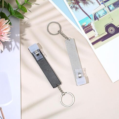 2 PCS Credit Card Grabber for Long Nails, Cute Credit Card Puller Long Nail Clip Keychain, Portable Acrylic Atm Card Holder Keychain Debit Bank Card Grabber for Women Men (Silver, Black) in Saudi Arabia