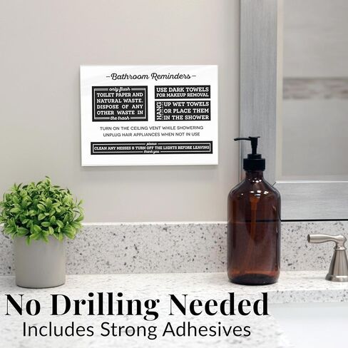 Acrylic 5x7 Bathroom Rules Sign, Do Not Flush Sign for Bathroom, Airbnb Essentials for Hosts, Use Dark Towels for Make Up Removal, Clean Messes and Turn Off the Lights Sign, Made in USA in Saudi Arabia