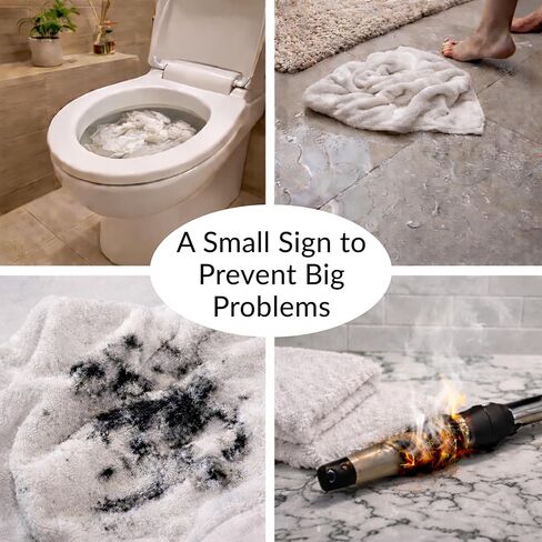 Acrylic 5x7 Bathroom Rules Sign, Do Not Flush Sign for Bathroom, Airbnb Essentials for Hosts, Use Dark Towels for Make Up Removal, Clean Messes and Turn Off the Lights Sign, Made in USA in Saudi Arabia