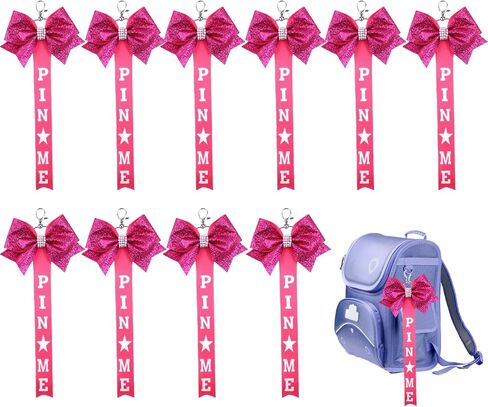 10 Pcs Cheerleader Bow Keychain Cheer Pin Me Ribbon Glitter Cheer Bow Keyring Pendant for Backpack & Bag Accessories in Saudi Arabia