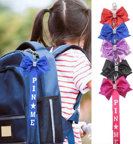 10 Pcs Cheerleader Bow Keychain Cheer Pin Me Ribbon Glitter Cheer Bow Keyring Pendant for Backpack & Bag Accessories in Saudi Arabia