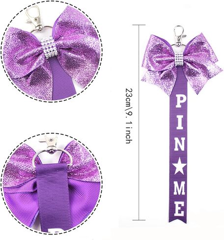 10 Pcs Cheerleader Bow Keychain Cheer Pin Me Ribbon Glitter Cheer Bow Keyring Pendant for Backpack & Bag Accessories in Saudi Arabia