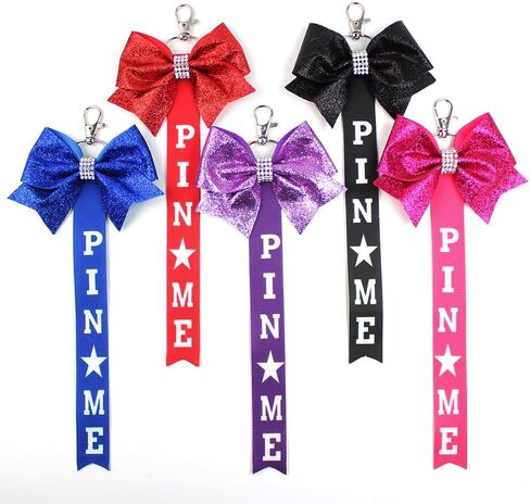 10 Pcs Cheerleader Bow Keychain Cheer Pin Me Ribbon Glitter Cheer Bow Keyring Pendant for Backpack & Bag Accessories in Saudi Arabia