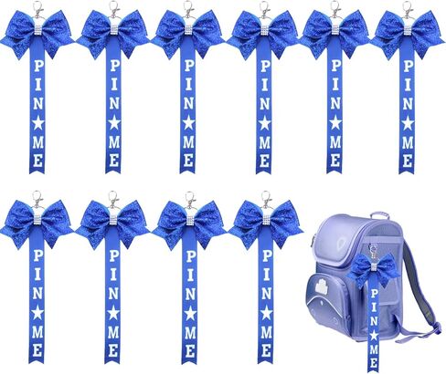 10 Pcs Cheerleader Bow Keychain Cheer Pin Me Ribbon Glitter Cheer Bow Keyring Pendant for Backpack & Bag Accessories in Saudi Arabia