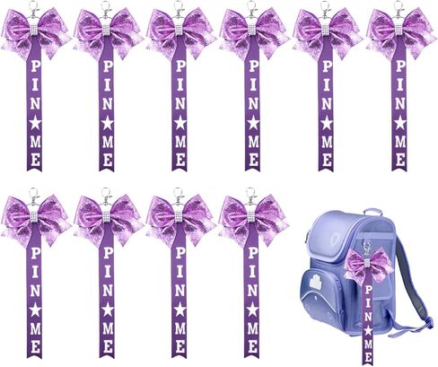 10 Pcs Cheerleader Bow Keychain Cheer Pin Me Ribbon Glitter Cheer Bow Keyring Pendant for Backpack & Bag Accessories in Saudi Arabia